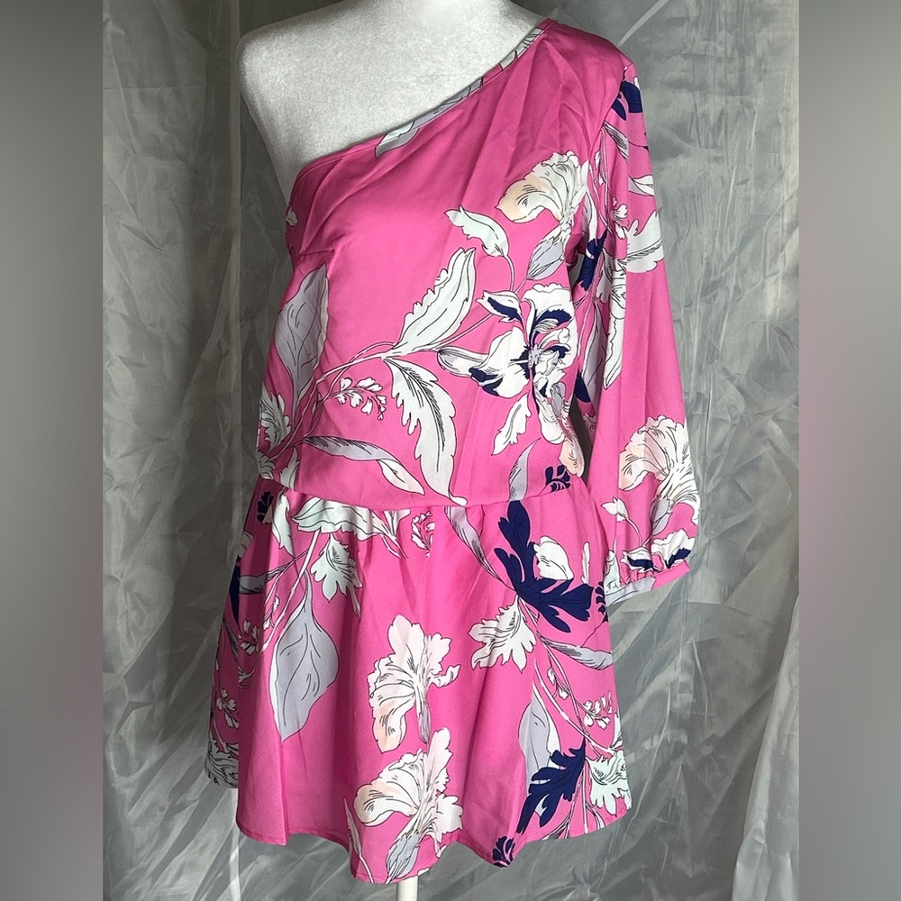 Yumi Kim Eastern Garden Pink One Shoulder MIDI Dress Medium